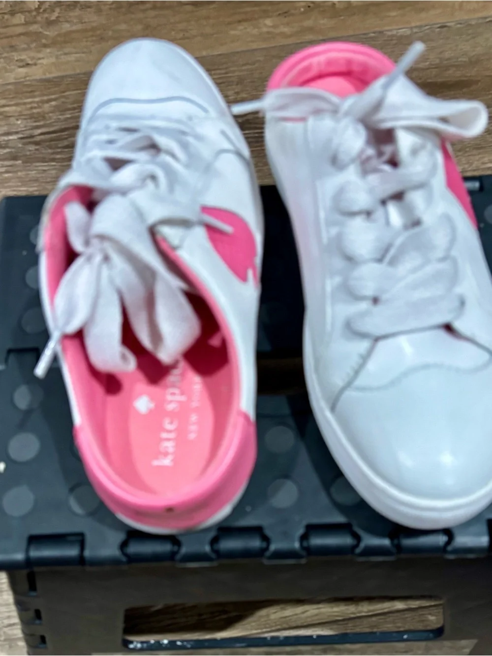 kate spade White and Pink Heart Logo Sneakers